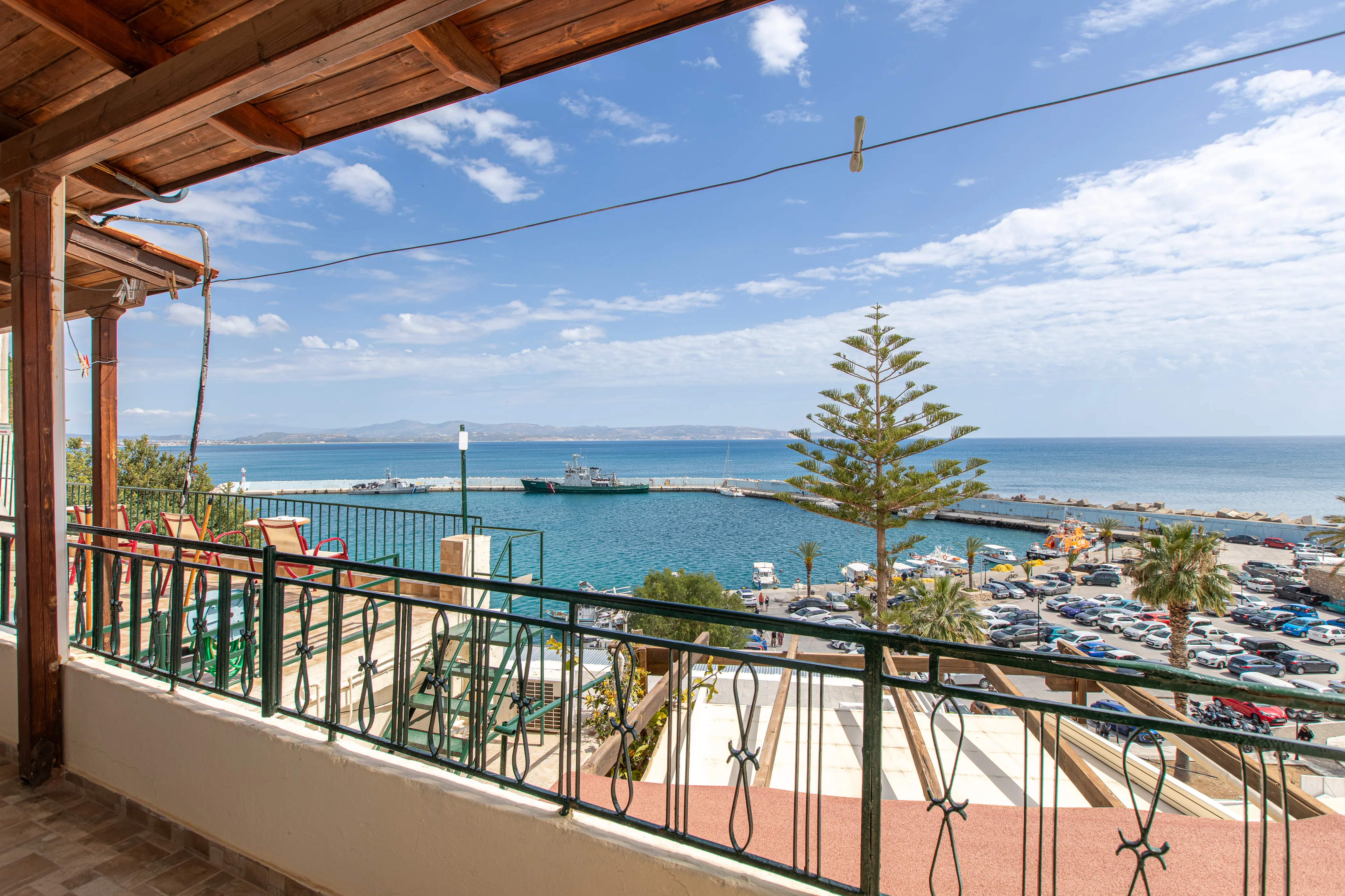 realistic view from the hotel balcony of the sea
